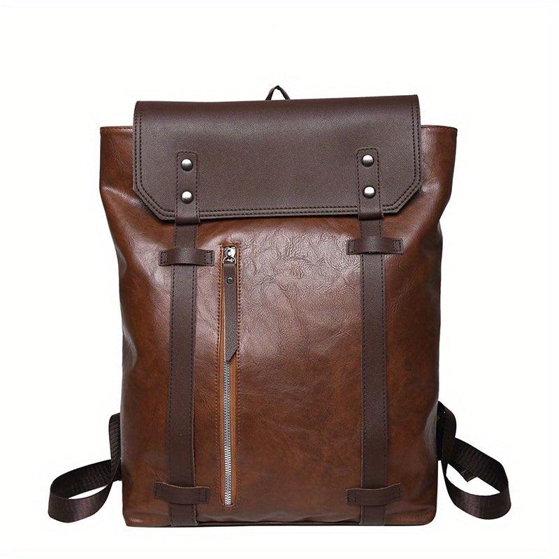 Flap PU Leather Stylish Backpack Retro Travel Knapsack School Bag