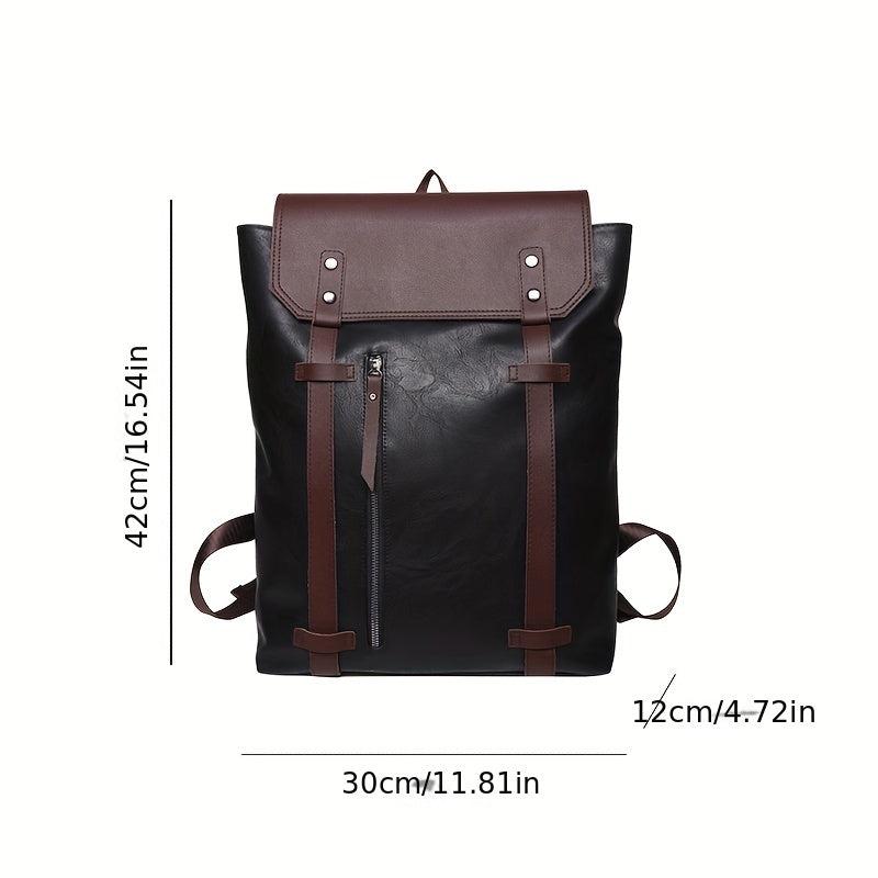 Flap PU Leather Stylish Backpack Retro Travel Knapsack School Bag