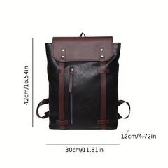 Flap PU Leather Stylish Backpack Retro Travel Knapsack School Bag