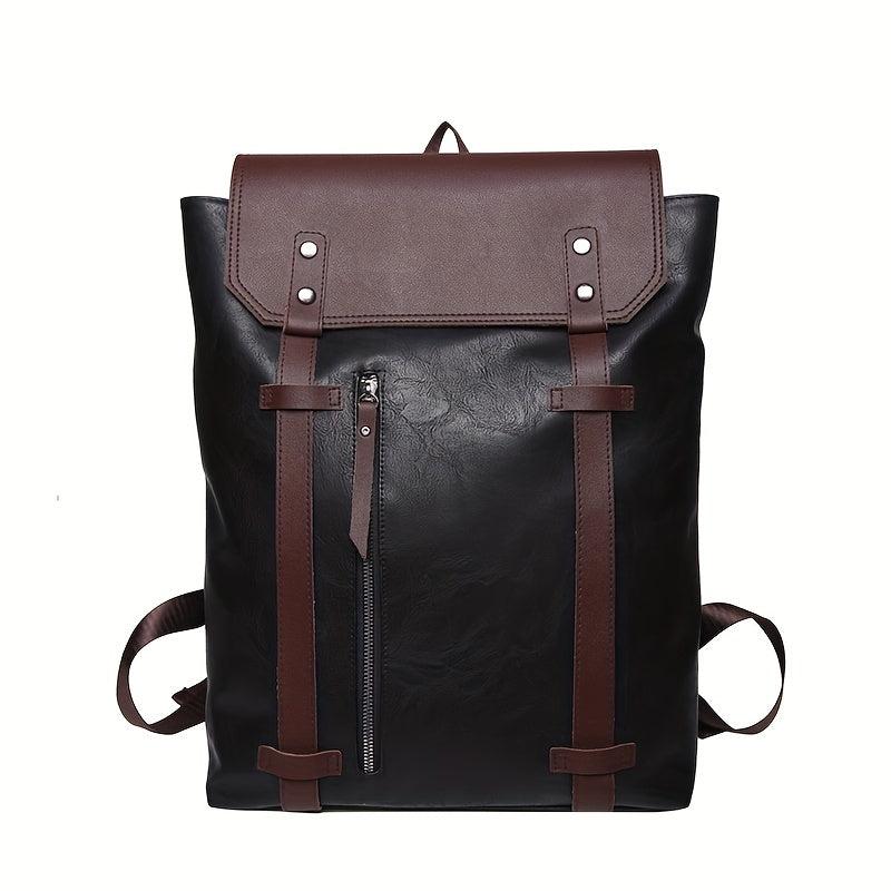 Flap PU Leather Stylish Backpack Retro Travel Knapsack School Bag