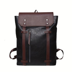 Flap PU Leather Stylish Backpack Retro Travel Knapsack School Bag