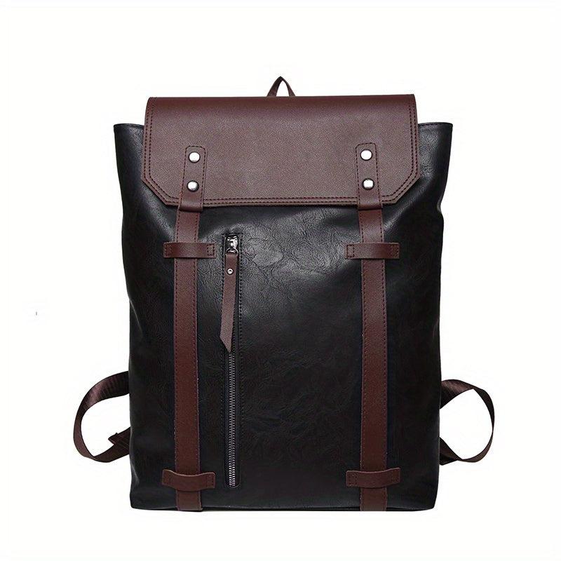 Flap PU Leather Stylish Backpack Retro Travel Knapsack School Bag