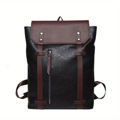 Flap PU Leather Stylish Backpack Retro Travel Knapsack School Bag