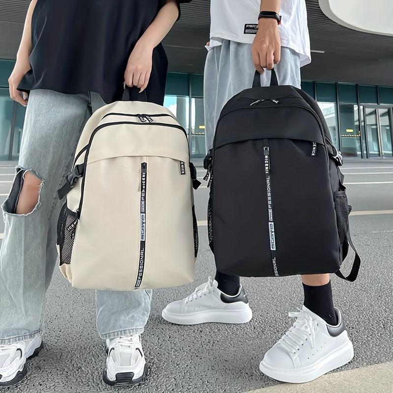 Large Capacity Letter Tape Detail Zip Around Backpack