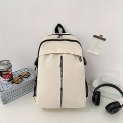Large Capacity Letter Tape Detail Zip Around Backpack