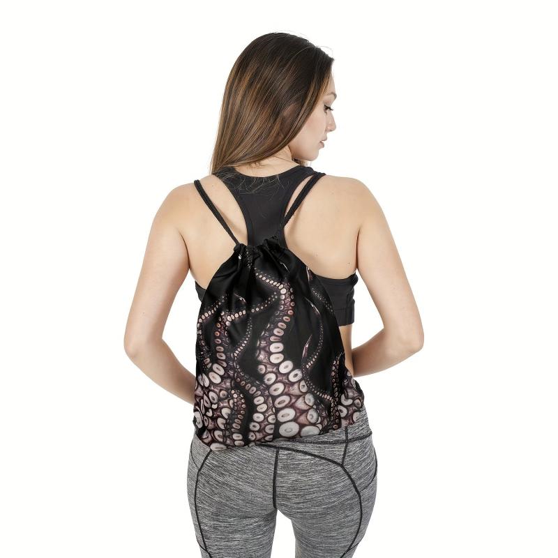 Octopus Pattern Drawstring Backpack Cartoon Travel School Bag