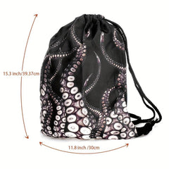 Octopus Pattern Drawstring Backpack Cartoon Travel School Bag