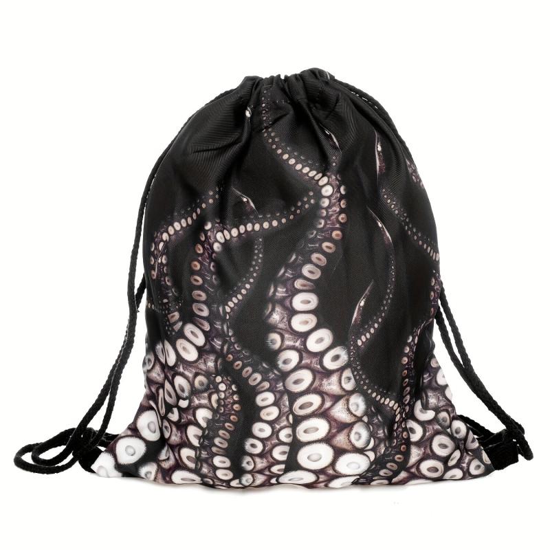 Octopus Pattern Drawstring Backpack Cartoon Travel School Bag