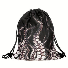 Octopus Pattern Drawstring Backpack Cartoon Travel School Bag