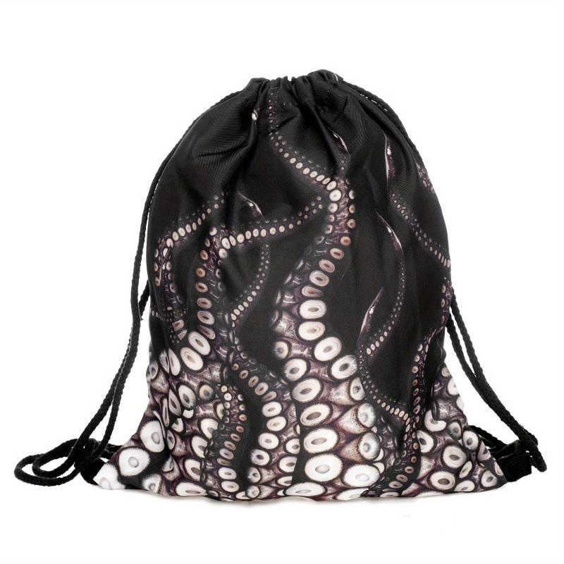 Octopus Pattern Drawstring Backpack Cartoon Travel School Bag