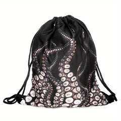 Octopus Pattern Drawstring Backpack Cartoon Travel School Bag
