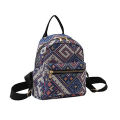 Mini Ethnic Style Canvas Backpack Geometric Pattern Schoolbag
