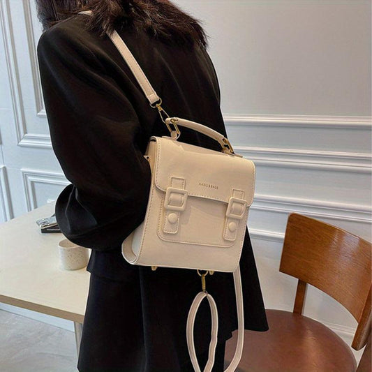 Vintage Flap Backpack Buckle Decor School Bag Women's