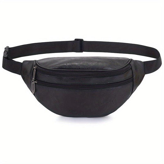 Men's Retro PU Leather Fanny Pack Chest Bag Casual Waist Bag