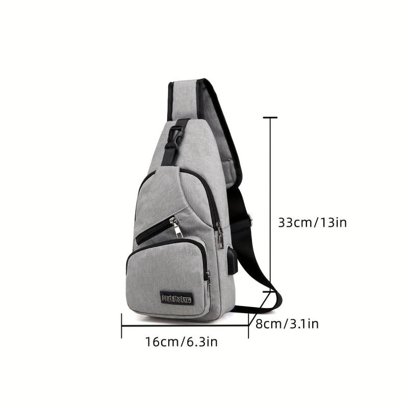 Men's Waterproof Crossbody Bag USB Charging Outdoor Chest Bag