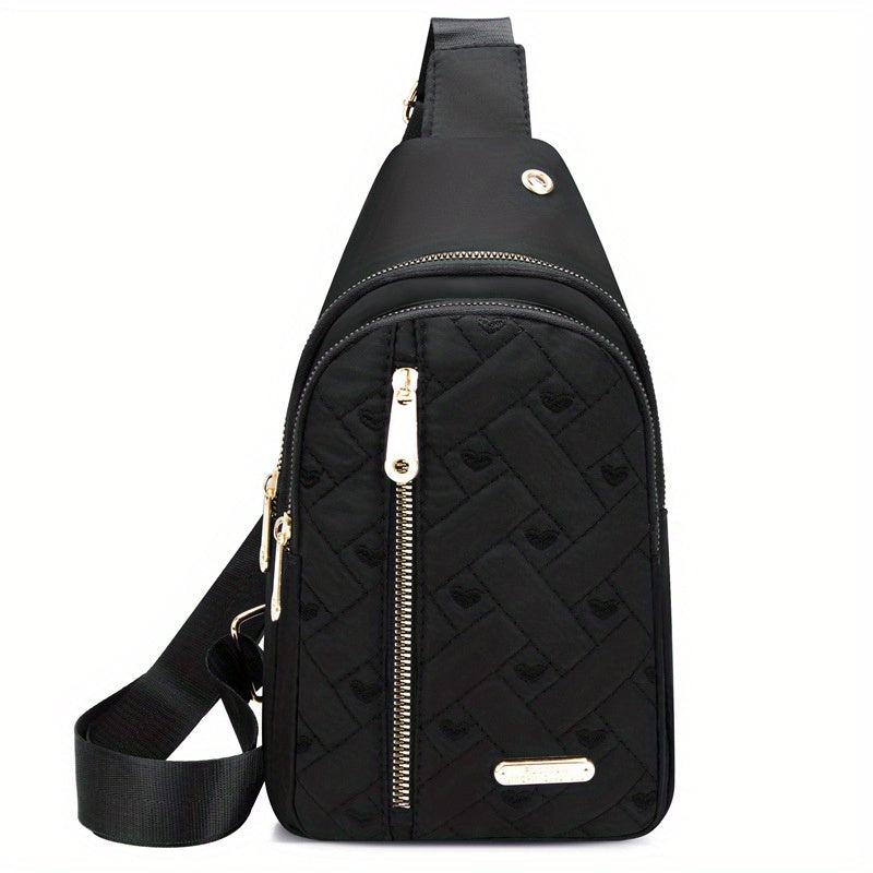 Love Embroidered Nylon Chest Bag for Stylish Travel
