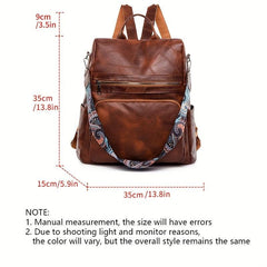 Retro Anti-theft PU Leather Backpack Purse