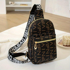 Printed PU Leather Chest Bag Women's Digital Print Crossbody Bag