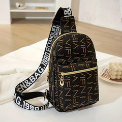 Printed PU Leather Chest Bag Women's Digital Print Crossbody Bag