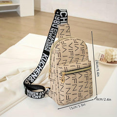 Printed PU Leather Chest Bag Women's Digital Print Crossbody Bag