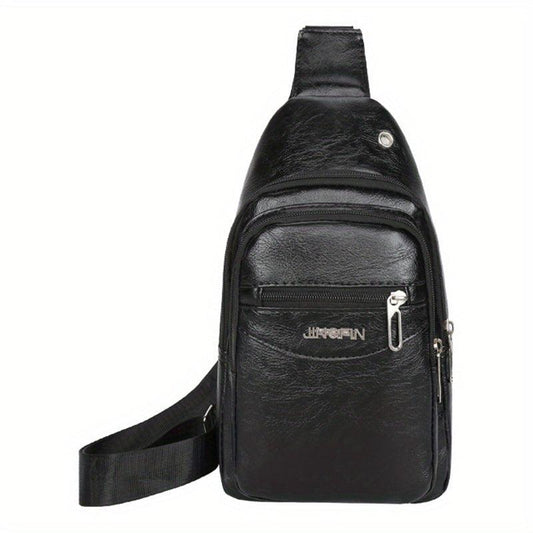 Men's Leather Chest Bag Single Shoulder Bag Outdoor Sling Bag