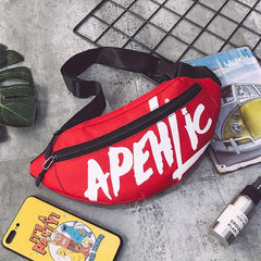 Men's Nylon Waist Bag Letter Crossbody Sports Travel Hiking Chest Fanny Pack