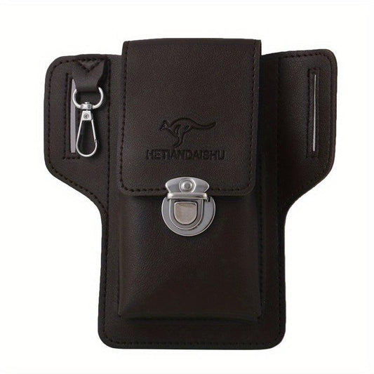 Men's PU Leather Waist Bag for Phone Cigarette Case Key