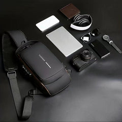 Anti Theft Password Lock Crossbody Bag with USB Charging Port