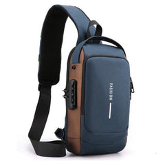 Anti Theft Password Lock Crossbody Bag with USB Charging Port