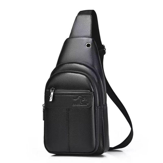 Large Capacity Soft Leather Men's Chest Bag Shoulder Bag For Travel