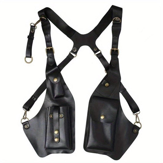 Men's Retro PU Leather Chest Bag Outdoor Mobile Phone Bag