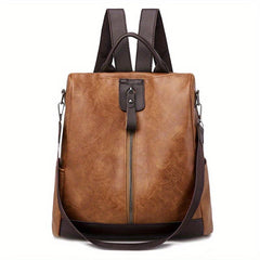 Vintage Zipper Front Backpack Purse Anti-theft School Bag