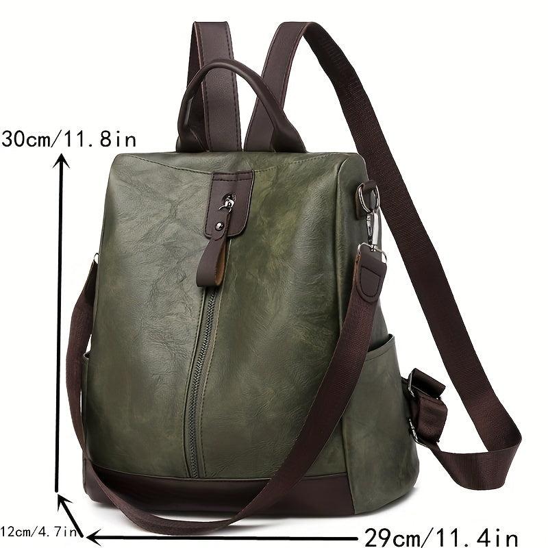 Vintage Zipper Front Backpack Purse Anti-theft School Bag
