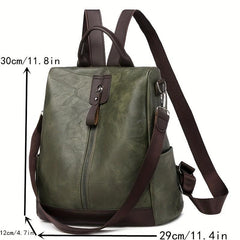 Vintage Zipper Front Backpack Purse Anti-theft School Bag