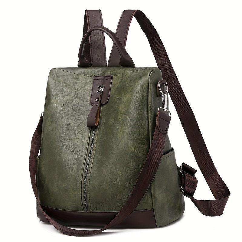 Vintage Zipper Front Backpack Purse Anti-theft School Bag