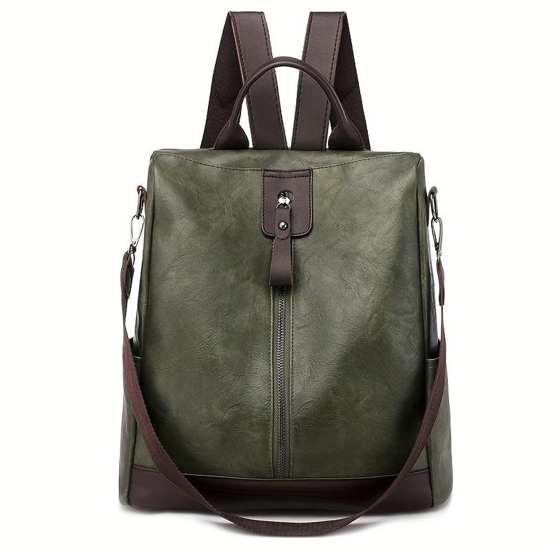 Vintage Zipper Front Backpack Purse Anti-theft School Bag