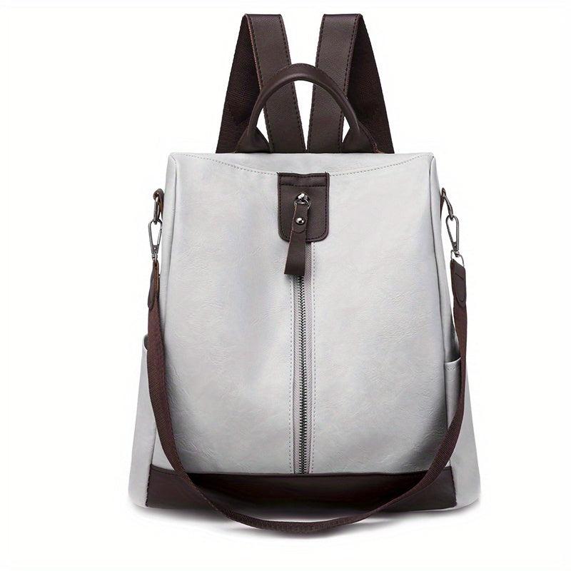 Vintage Zipper Front Backpack Purse Anti-theft School Bag