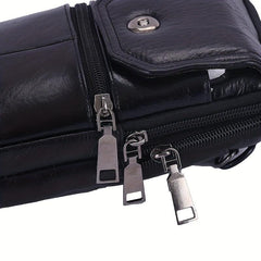 Men's Leather Messenger Bag Phone Pouch Travel Waist Bag Wallet