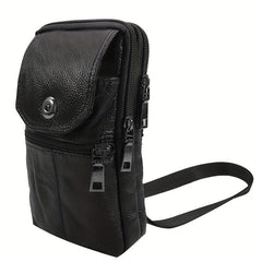 Men's Leather Messenger Bag Phone Pouch Travel Waist Bag Wallet