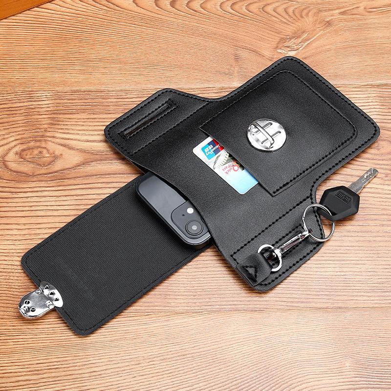 Casual PU Leather Waist Bag Mobile Phone Bag Can Hold Cigarette Box