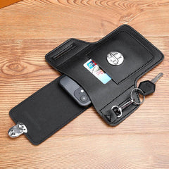Casual PU Leather Waist Bag Mobile Phone Bag Can Hold Cigarette Box