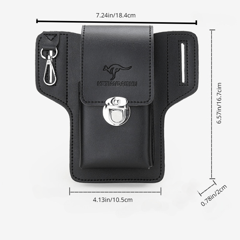 Casual PU Leather Waist Bag Mobile Phone Bag Can Hold Cigarette Box