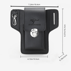 Casual PU Leather Waist Bag Mobile Phone Bag Can Hold Cigarette Box