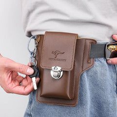 Casual PU Leather Waist Bag Mobile Phone Bag Can Hold Cigarette Box