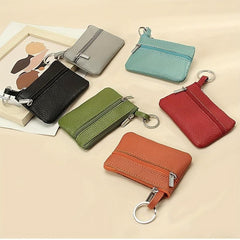 Top Layer Cowhide Coin Purse Mini Ultra Thin Zipper Coin Purse