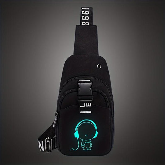 Canvas Crossbody Bag Men's Chest Backpack Sports Shoulder Bag