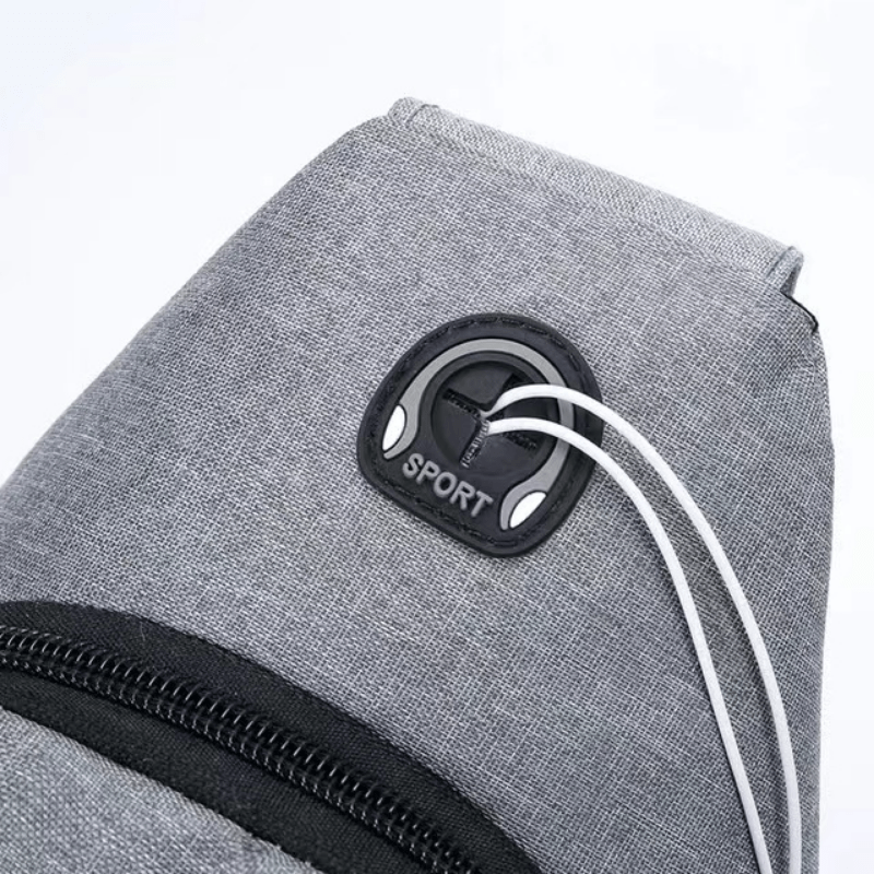 Men's Casual Crossbody Bag With Earphone Hole for Outdoor Sports Hiking