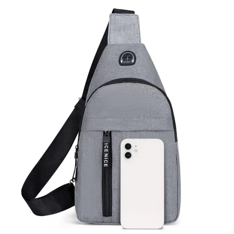 Men's Casual Crossbody Bag With Earphone Hole for Outdoor Sports Hiking