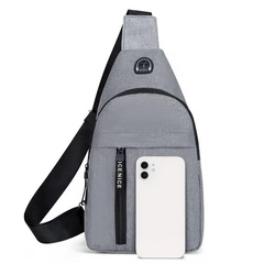 Men's Casual Crossbody Bag With Earphone Hole for Outdoor Sports Hiking