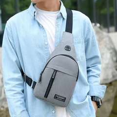 Men's Casual Crossbody Bag With Earphone Hole for Outdoor Sports Hiking